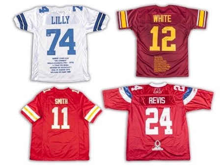 Lot of (4) Assorted Signed Football Jerseys: Darrelle Revis, Charles White, Bob Lilly & Alex Smith